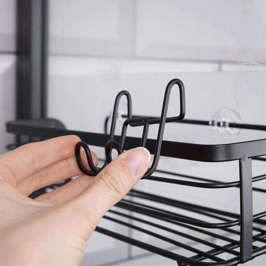 B2X  Etagère murale noire pour salle de bain - Installation simple dans la douche 