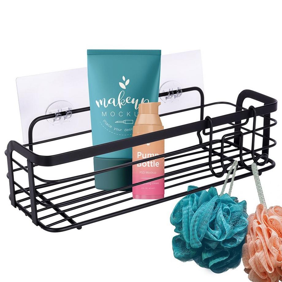 B2X  Etagère murale noire pour salle de bain - Installation simple dans la douche 