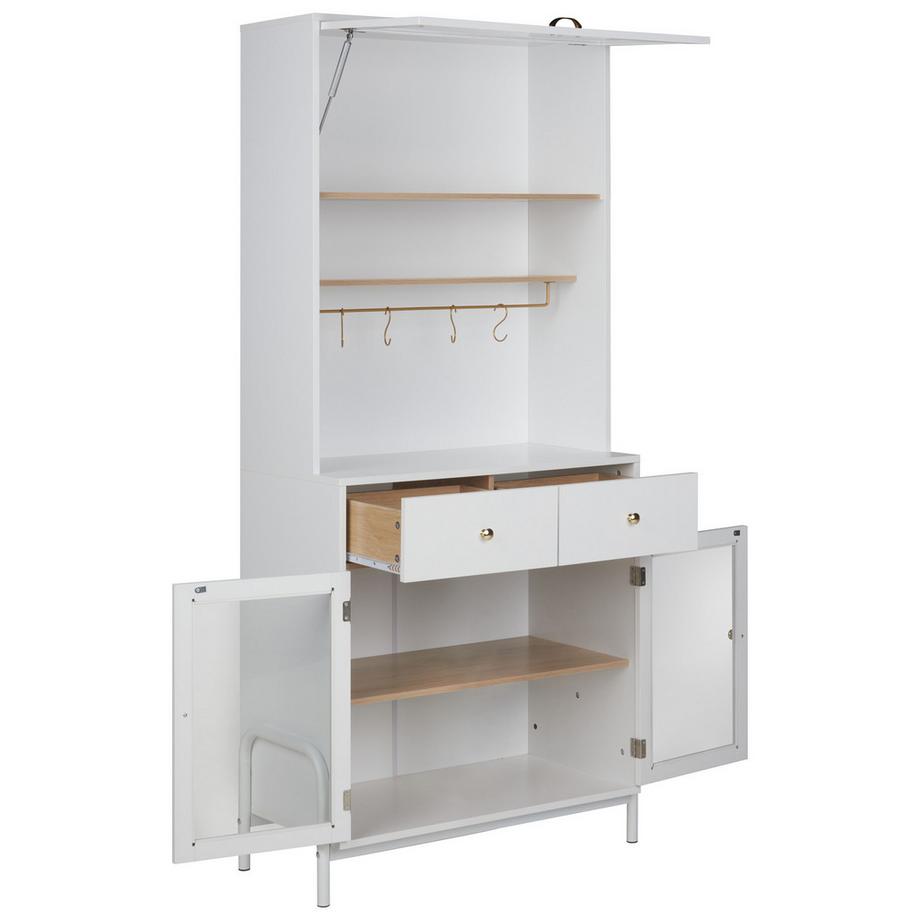 Beliani Vitrine mit Glastüren aus MDF-Platte Klassisch PARLIN  