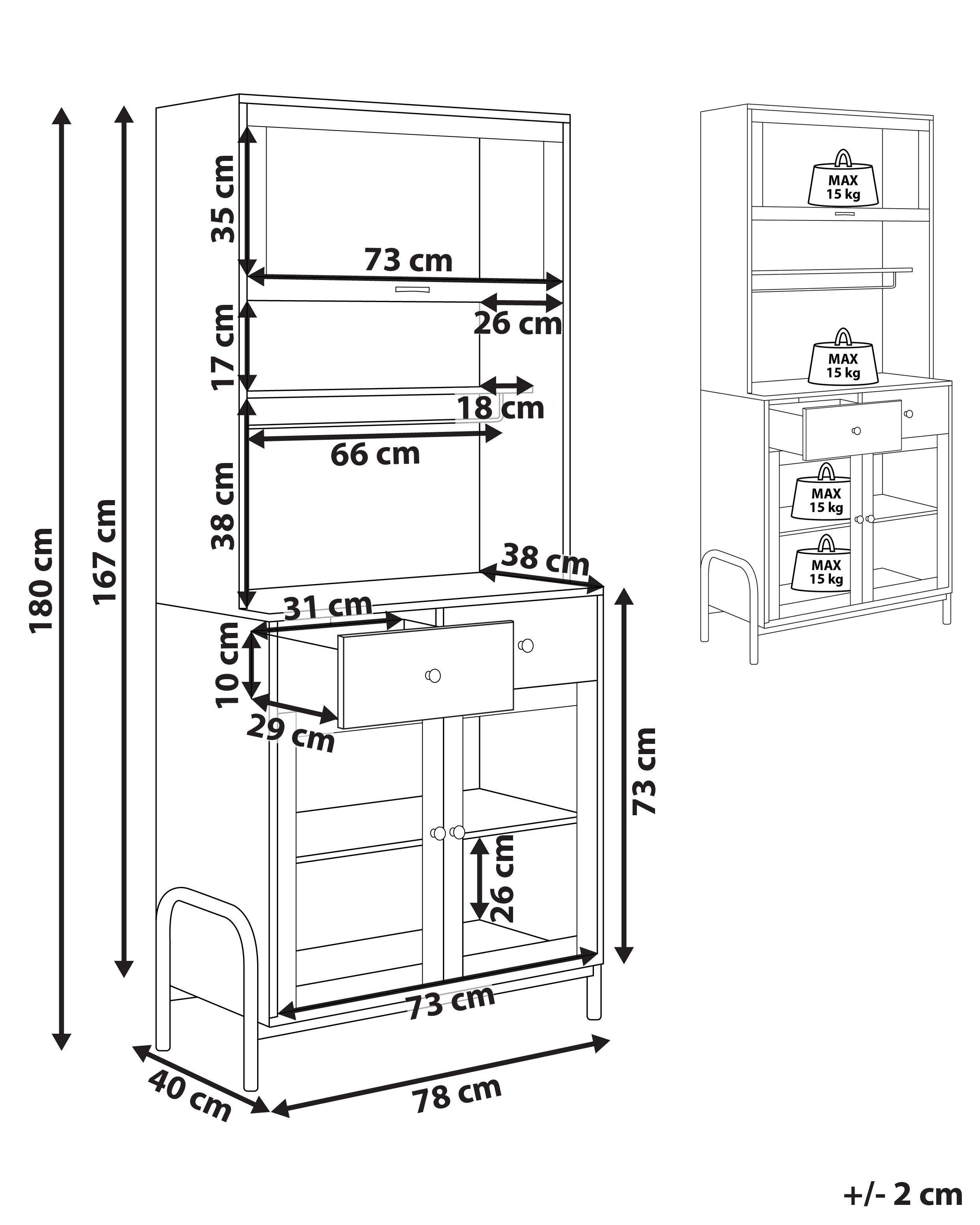 Beliani Armoire vitrine en MDF Traditionnel PARLIN  