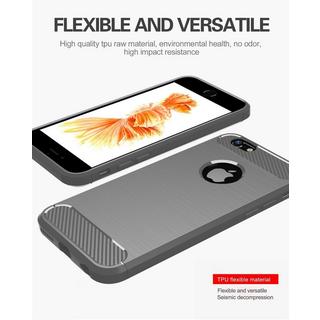 Cadorabo  Hülle für Apple iPhone 6 PLUS  6S PLUS TPU Silikon Edelstahl-Karbonfaser Optik 