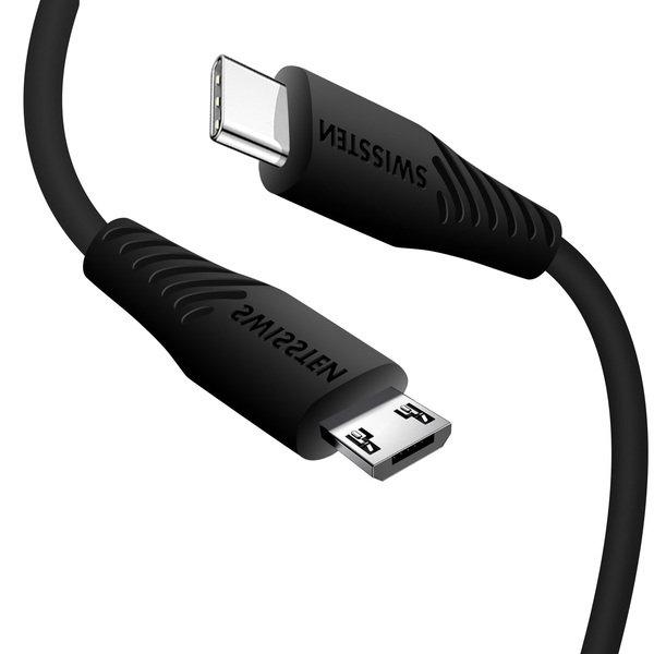 SWISSTEN  Cavo micro-USB USB-C 0,4 m Swissten nero 