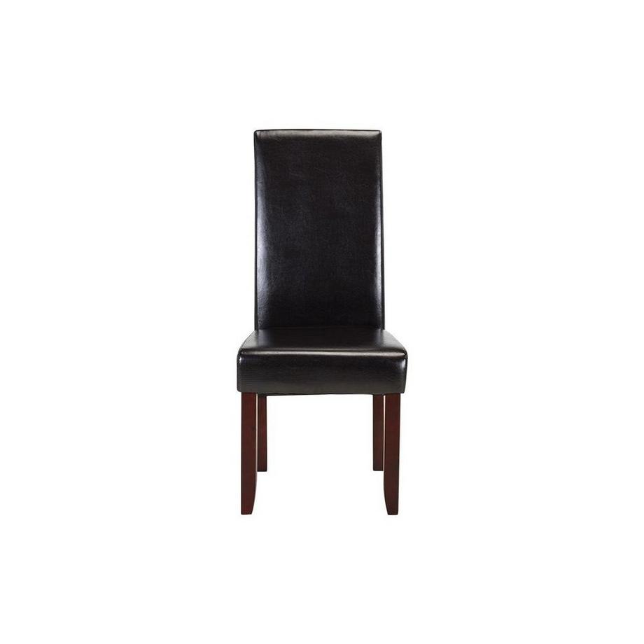 Vente-unique Lot de 6 chaises ROVIGO Simili brillant Pieds bois foncé  