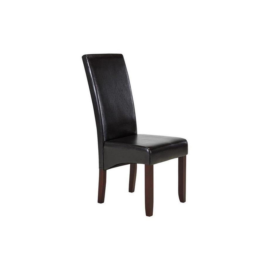 Vente-unique Lot de 6 chaises ROVIGO Simili brillant Pieds bois foncé  