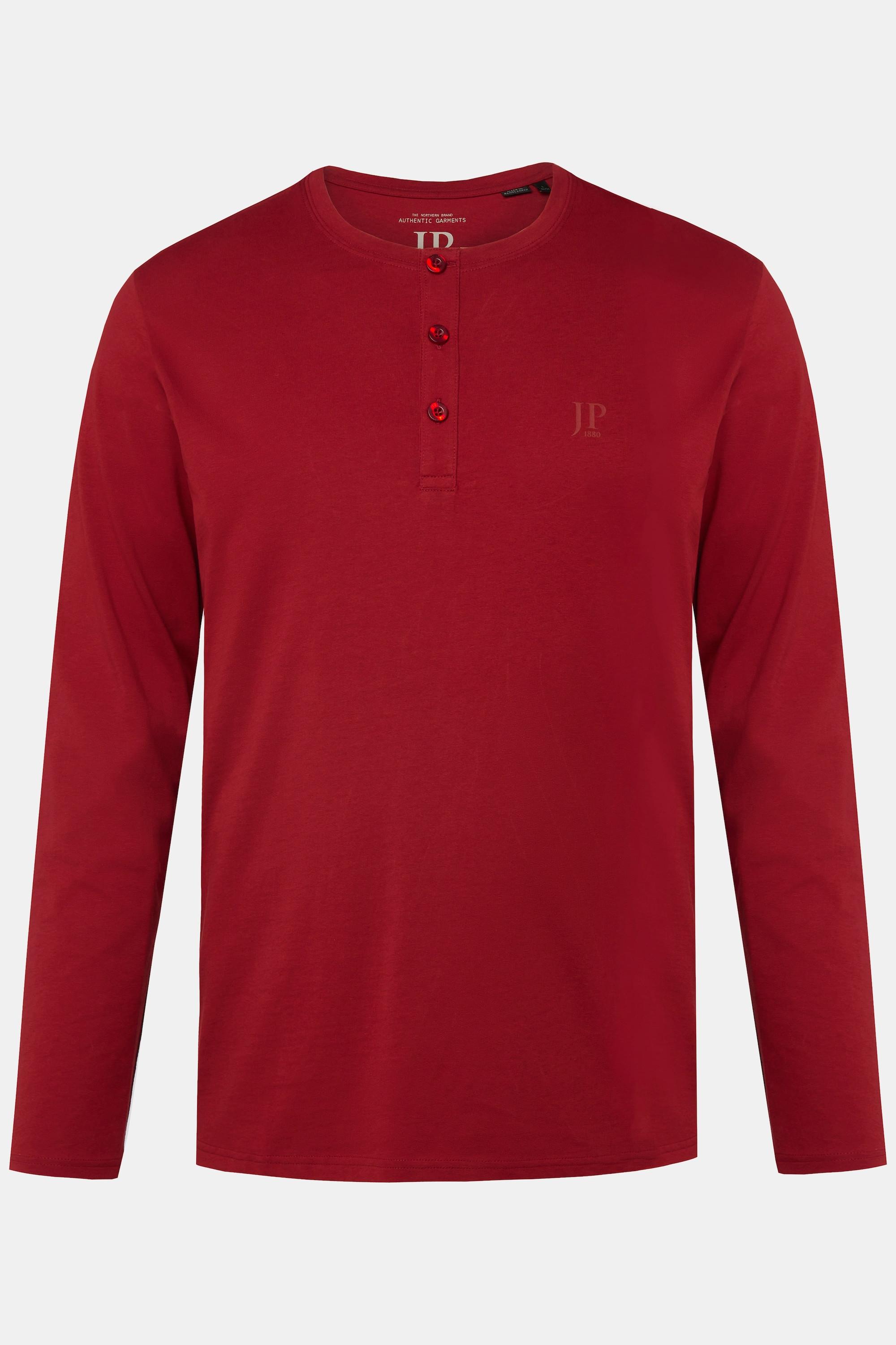 JP1880  Maglia serafino basic con maniche lunghe e abbottonatura rosso porpora 