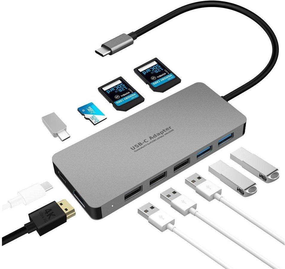 EXSYS  EX-1221HM, 11 in 1 USB 3.2, Metall, mit 1xHDMI, 1x C-Port mit PD, 2xUSB 3.0 