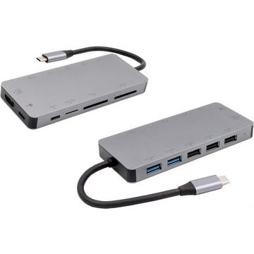 EX-1221HM, 11 in 1 USB 3.2, Metall, mit 1xHDMI, 1x C-Port mit PD, 2xUSB 3.0