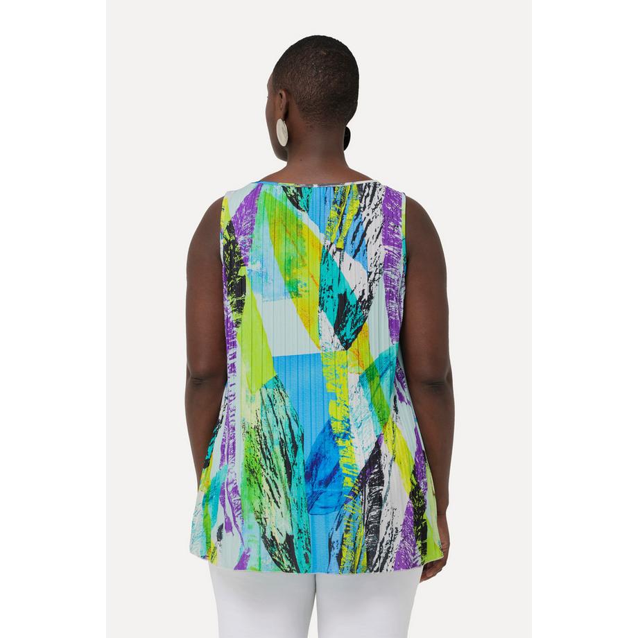 Ulla Popken Top plissettato Classic Girocollo senza maniche  