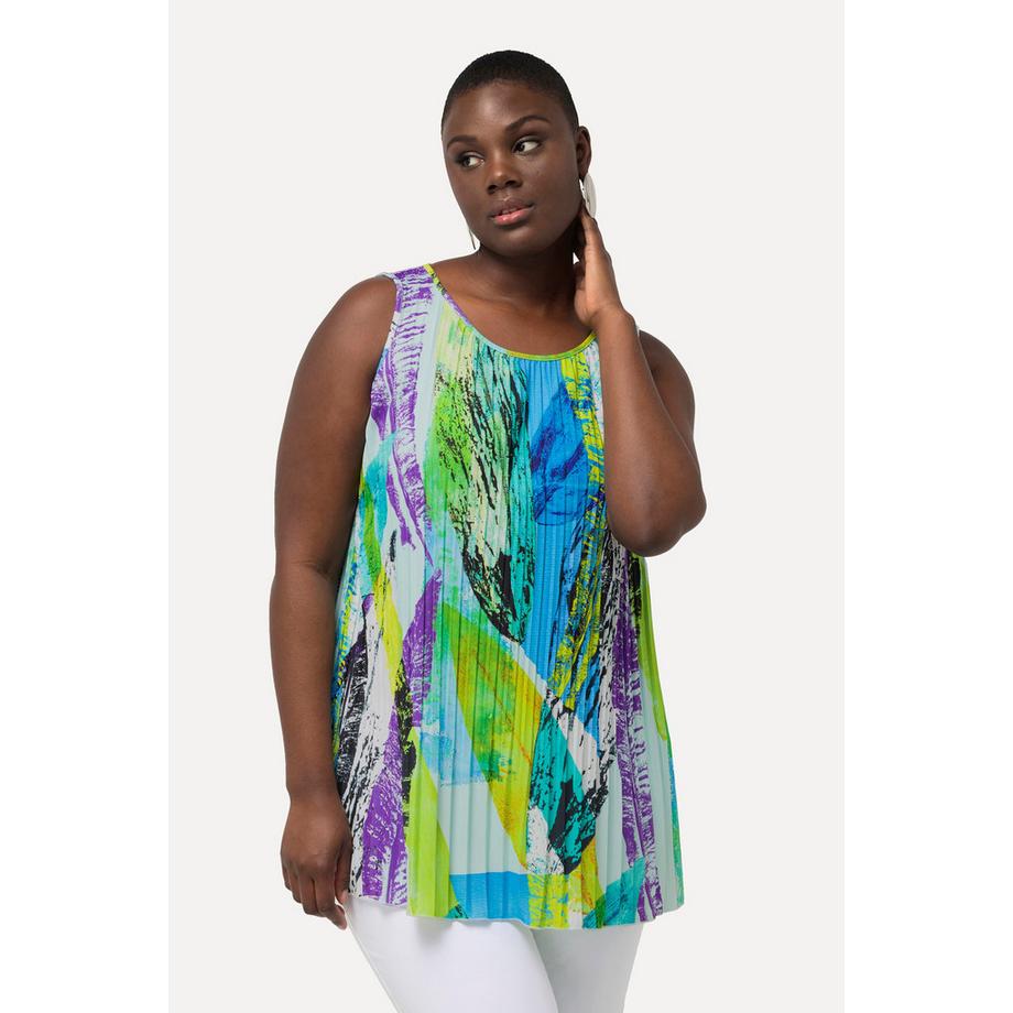 Ulla Popken Top plissettato Classic Girocollo senza maniche  