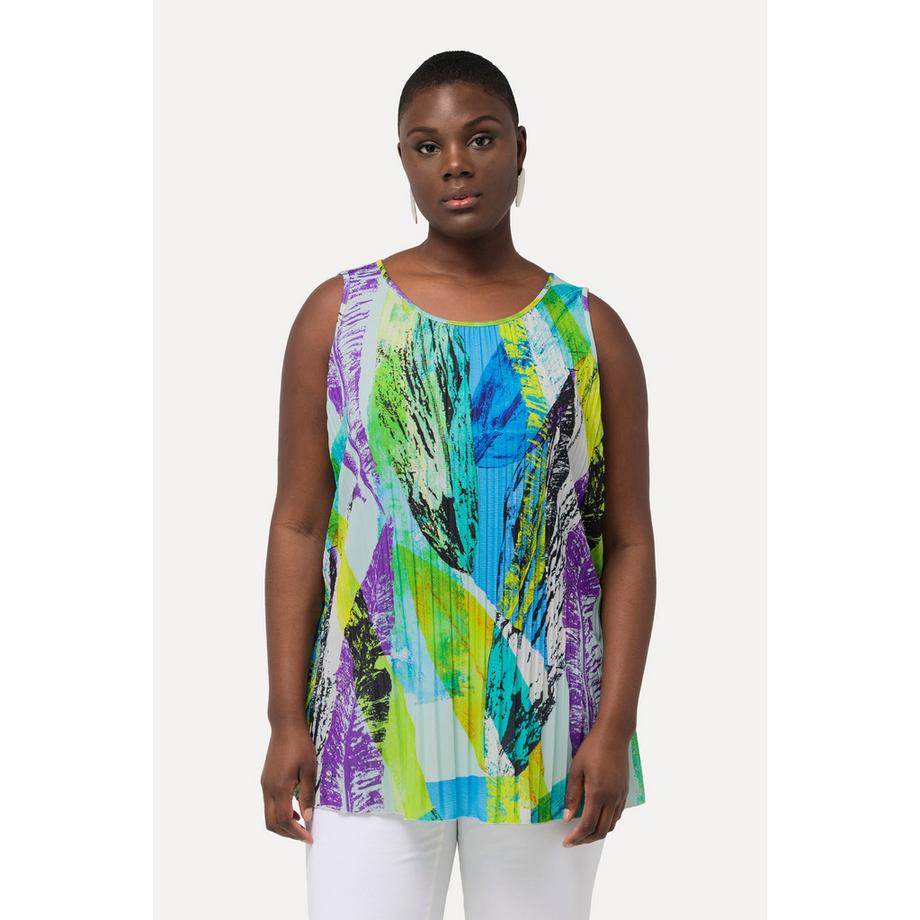 Ulla Popken Top plissettato Classic Girocollo senza maniche  