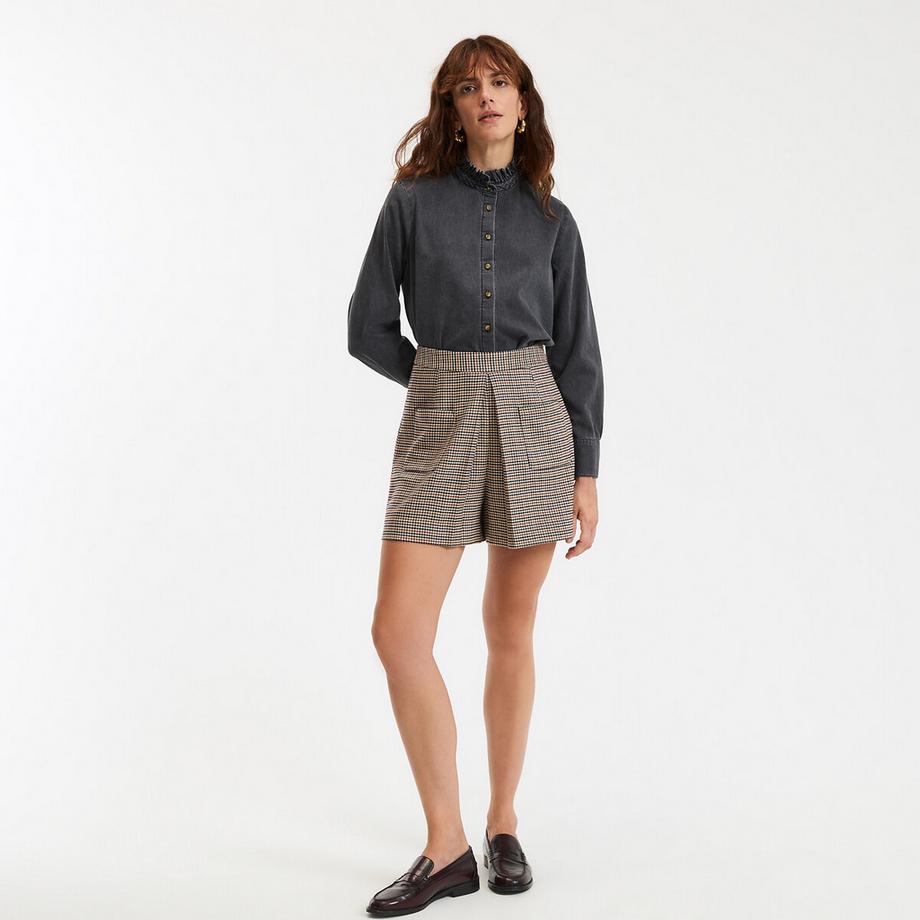 La Redoute Collections Langärmelige Bluse mit gerüschtem Stehkragen  