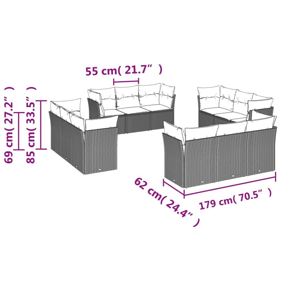 VidaXL set divano da giardino Polirattan  