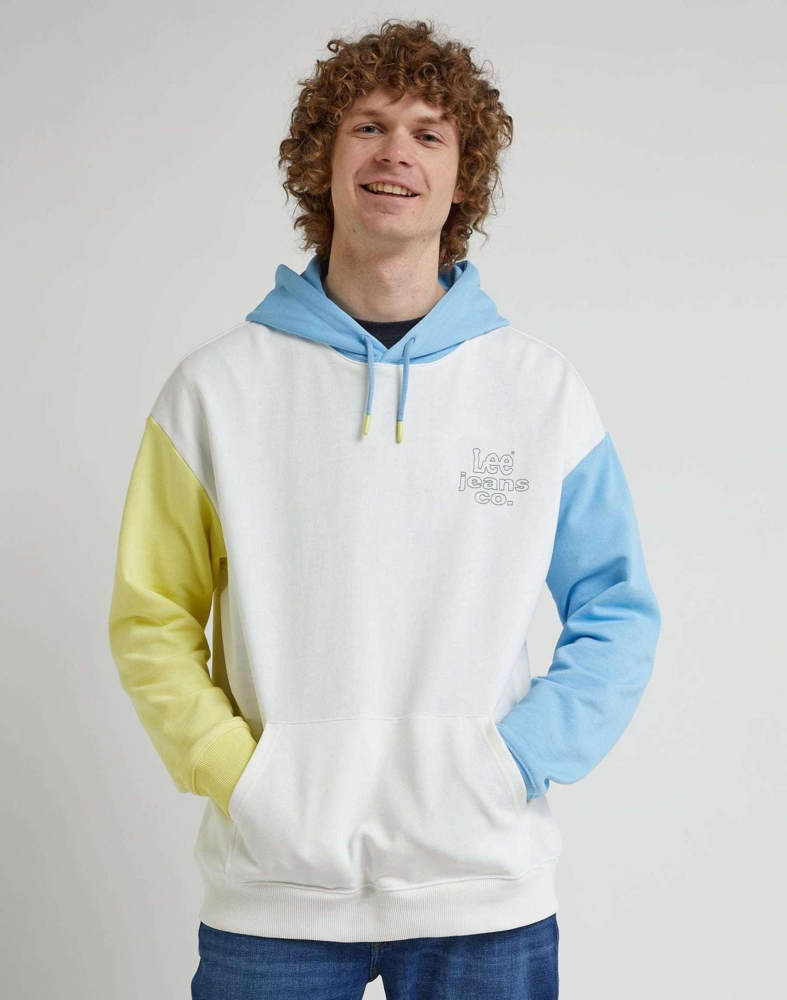 Image of Kapuzenpullover Loose Color Block Hoodie Herren Weiss M