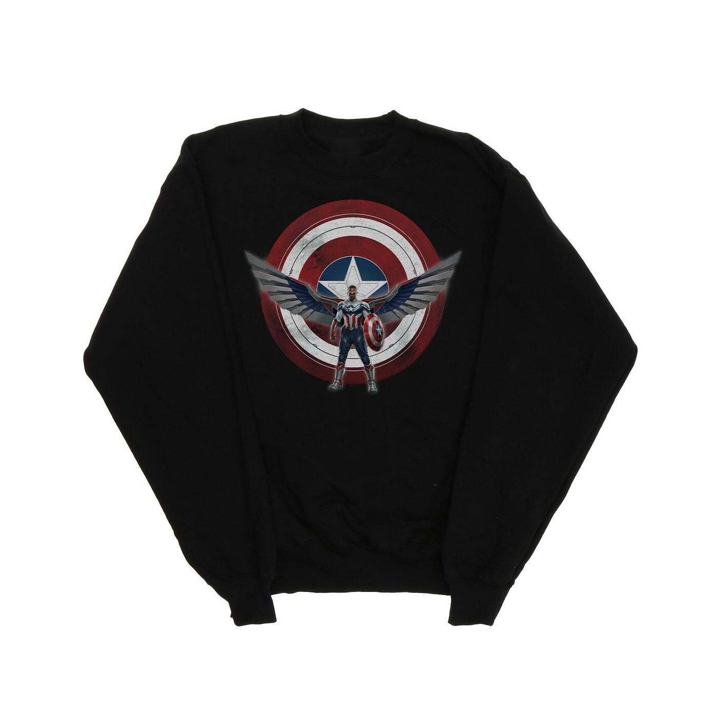 Image of Falcon And The Winter Soldier Captain America Shield Pose Sweatshirt Mädchen Schwarz 116