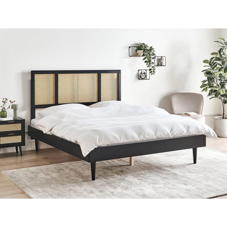 Beliani Bett mit Lattenrost aus Gummibaumholz Rustikal AURAY  