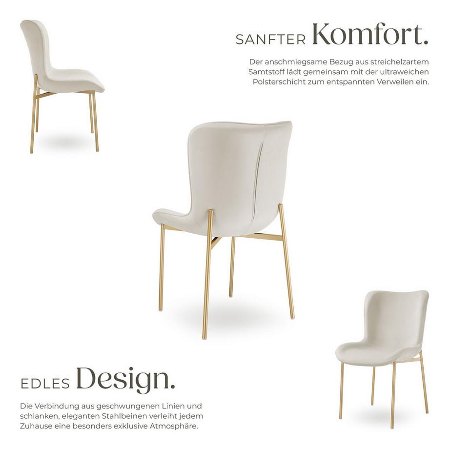 Tectake Polsterstuhl  Tessa ergonomische Form mit hoher Rückenlehne schlanke Stahlbeine  