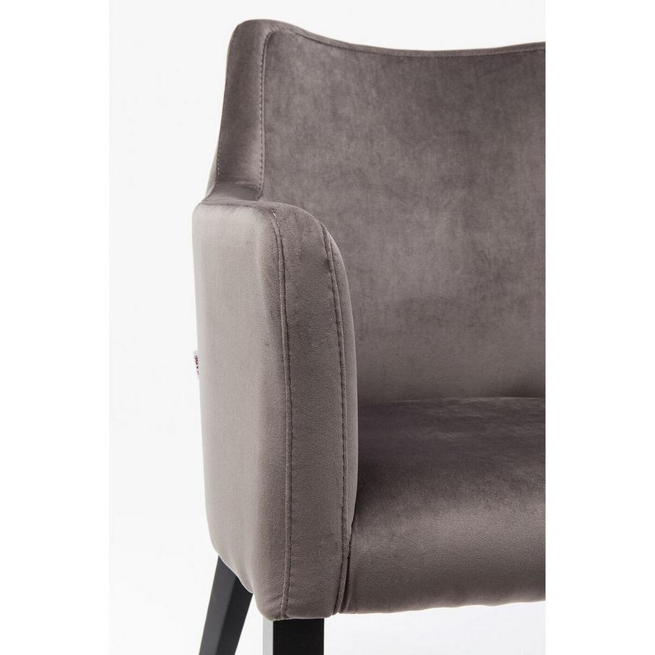 mutoni Chaise avec accoudoirs Black Mode Velvet Gris  