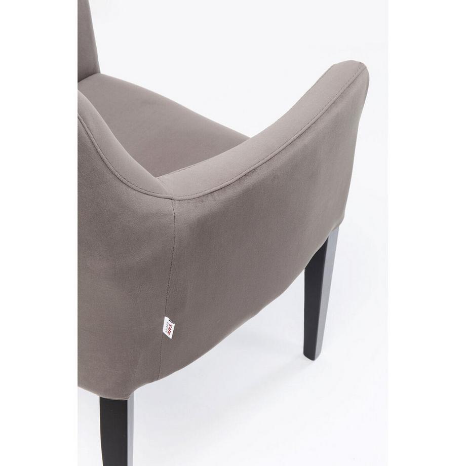 mutoni Chaise avec accoudoirs Black Mode Velvet Gris  