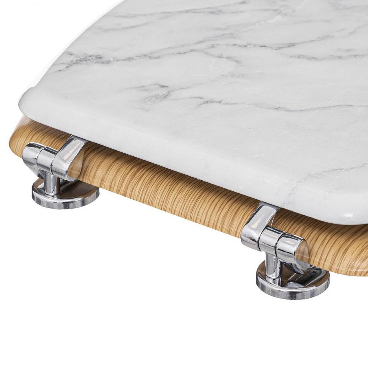 Northio Sedile WC - Legno e Marmo Bianco  