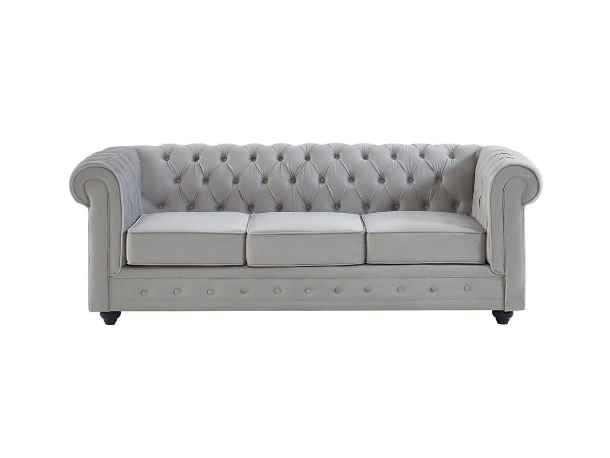 Vente-unique Sofa 3Sitzer Samt CHESTERFIELD  