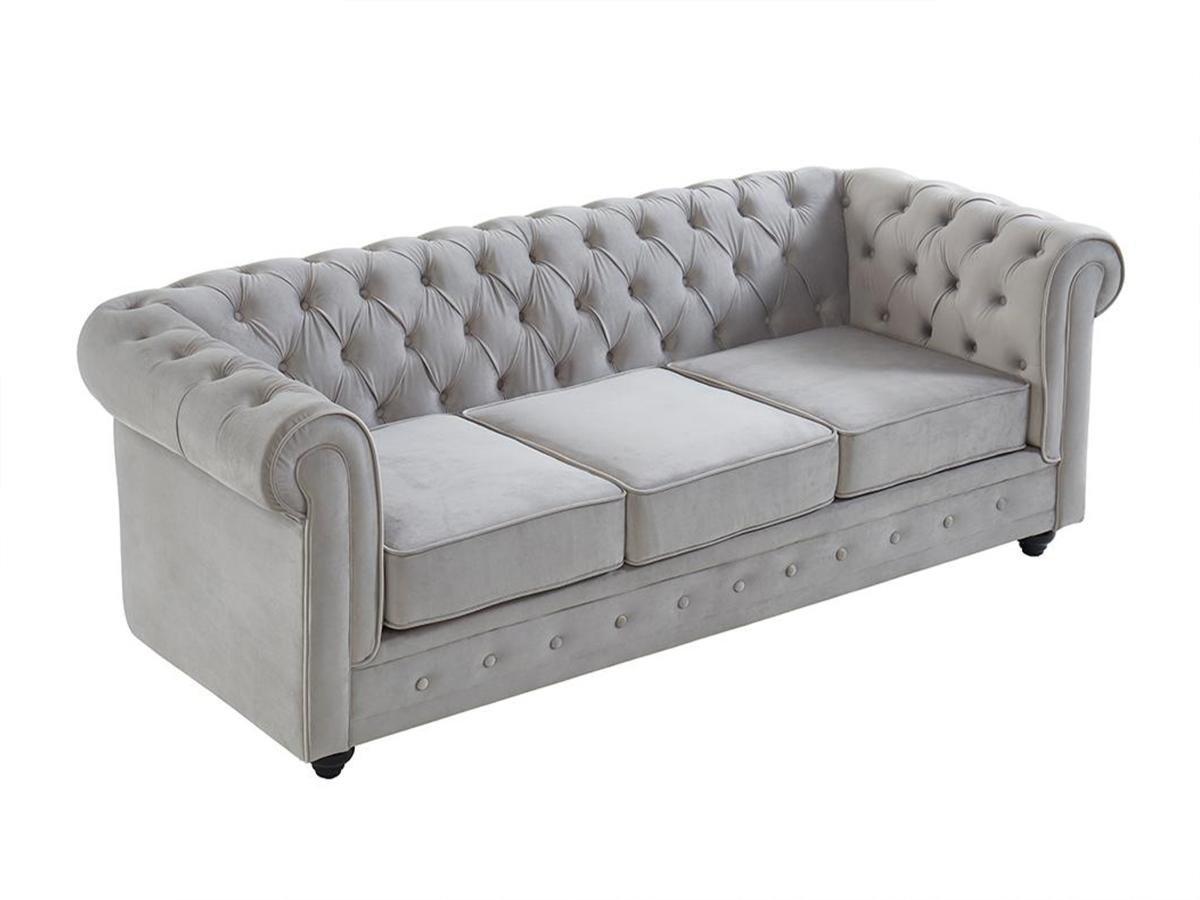 Vente-unique Sofa 3Sitzer Samt CHESTERFIELD  