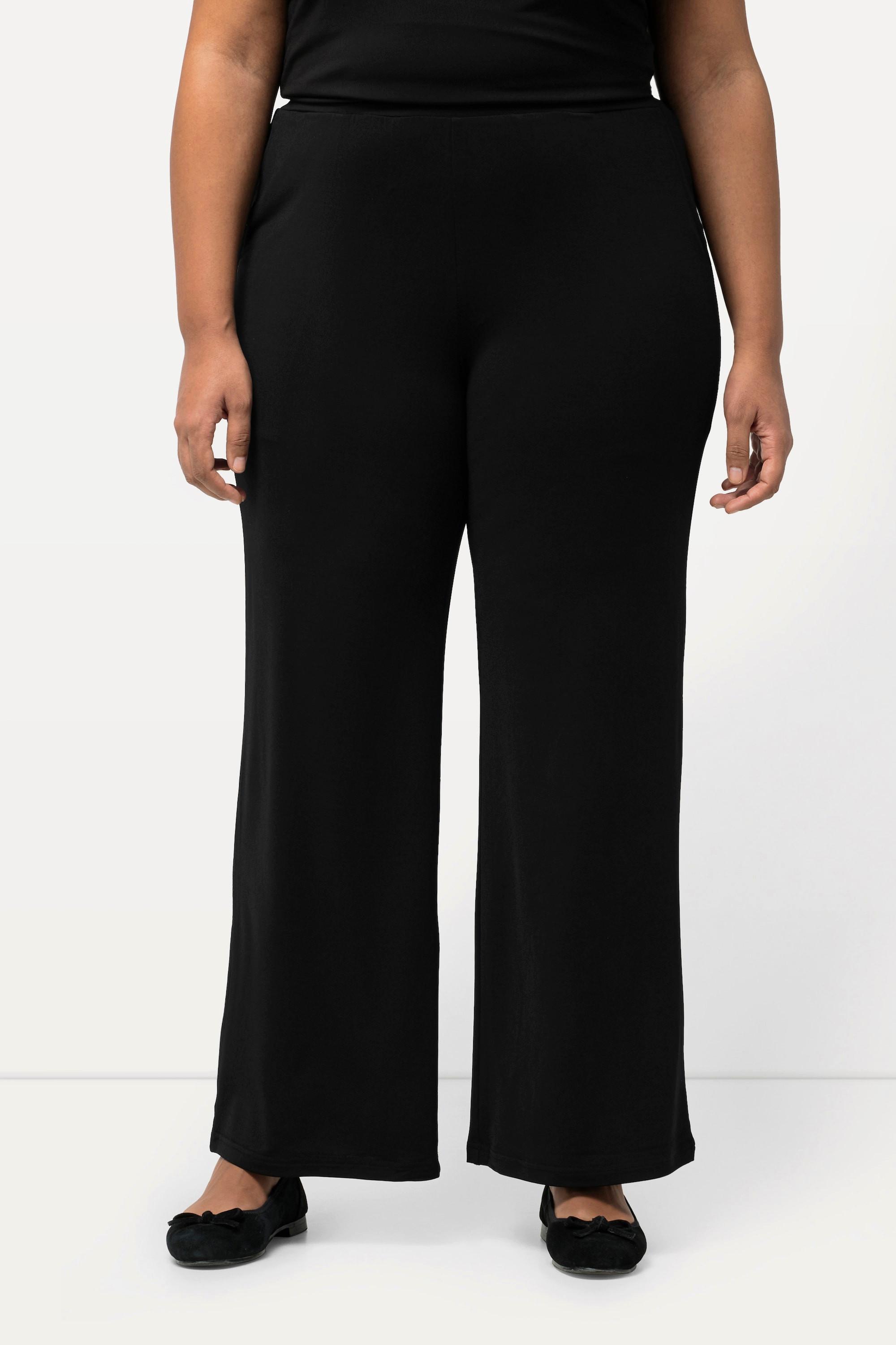 Ulla Popken  Pantalon en jersey, jambe large et taille élastique 