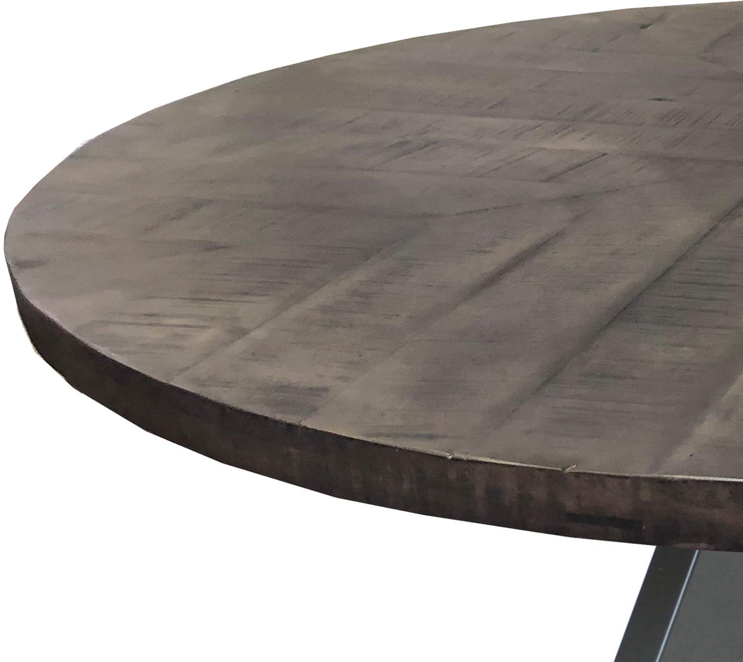 mutoni Table à manger bois massif manguier métal ronde 120  