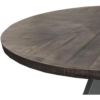 mutoni Table à manger bois massif manguier métal ronde 120  