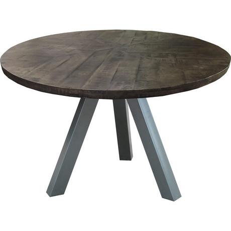 mutoni Table à manger bois massif manguier métal ronde 120  