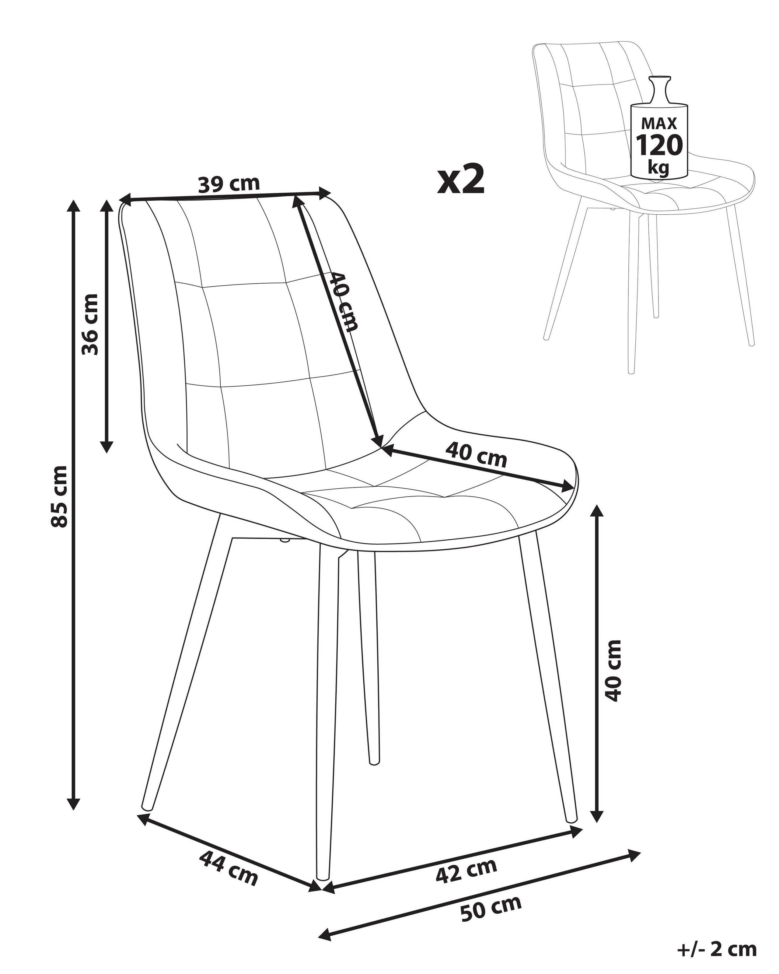 Beliani Lot de 2 chaises de salle à manger en Velours Moderne MELROSE  