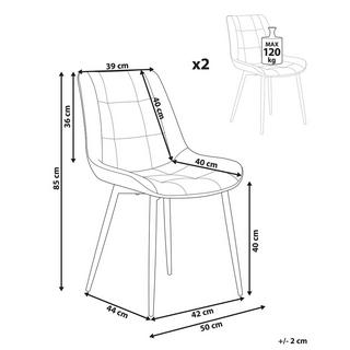 Beliani Set di 2 sedie da pranzo en Velluto Moderno MELROSE  