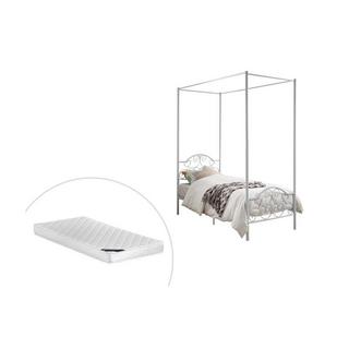 Vente-unique Letto a baldacchino  Metallo Bianco + materasso LEYNA  