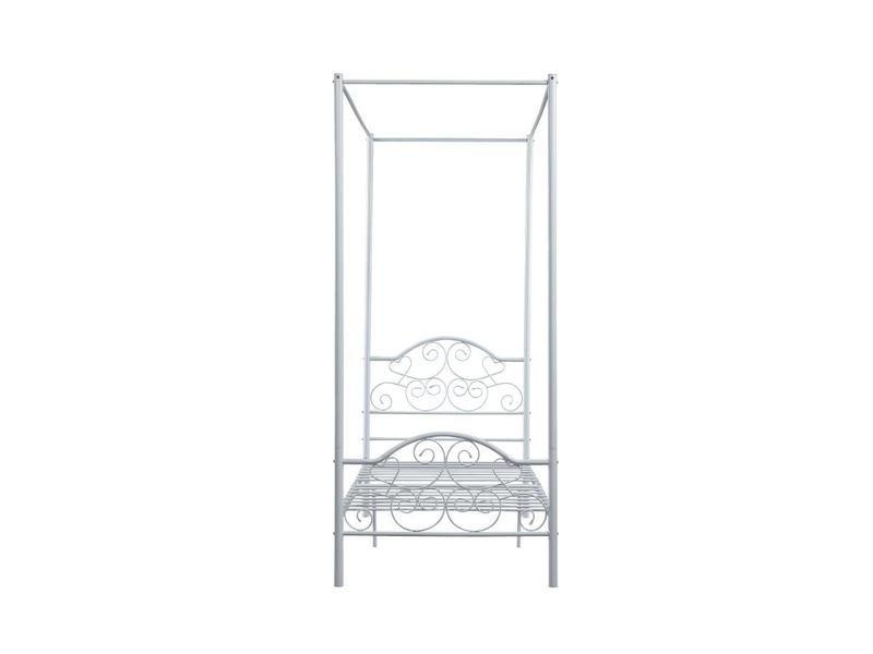 Vente-unique Letto a baldacchino  Metallo Bianco + materasso LEYNA  