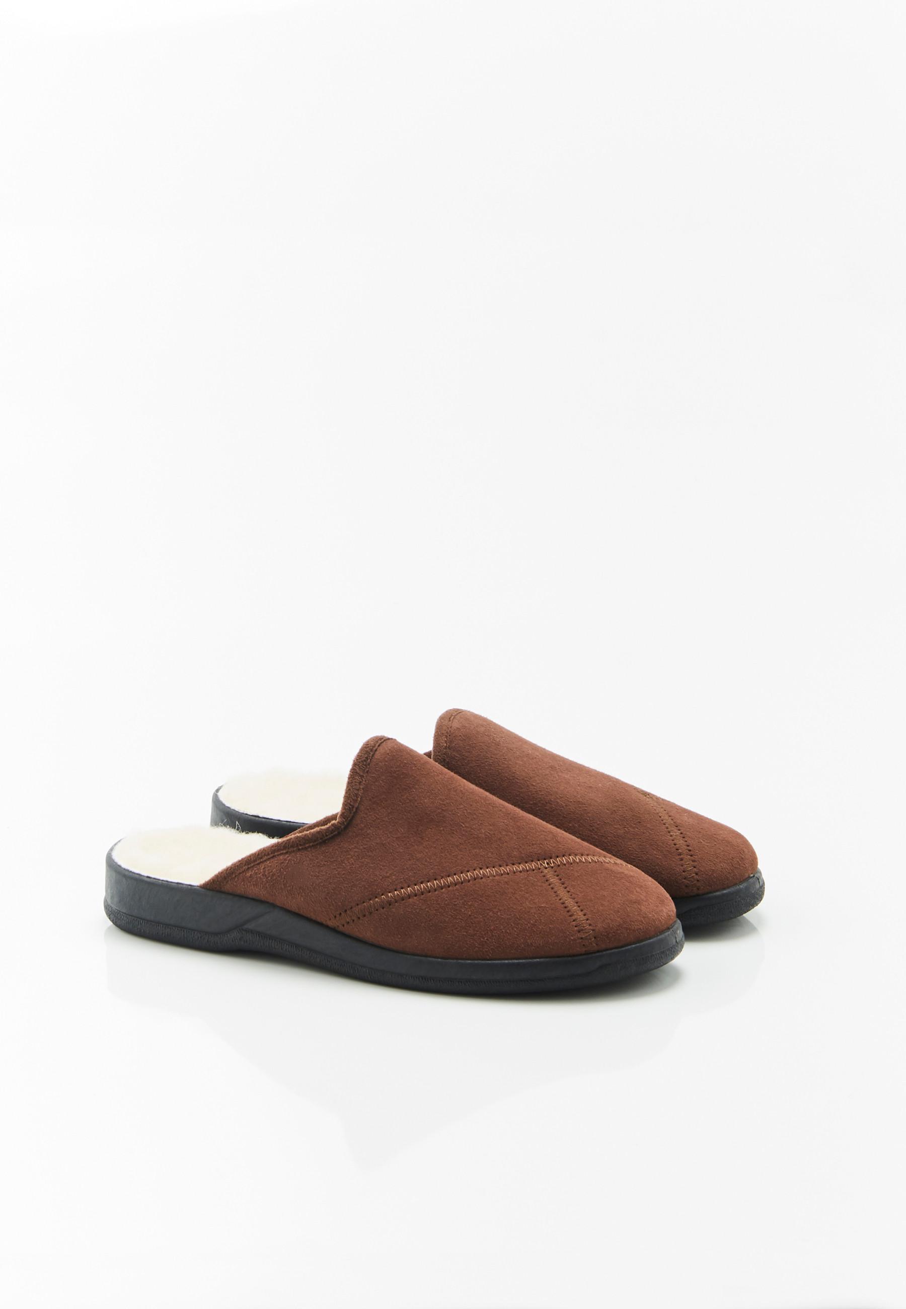 Image of Flexibler Pantoffel, Obermaterial Schafsleder, Innen Wolle. Unisex Braun 41