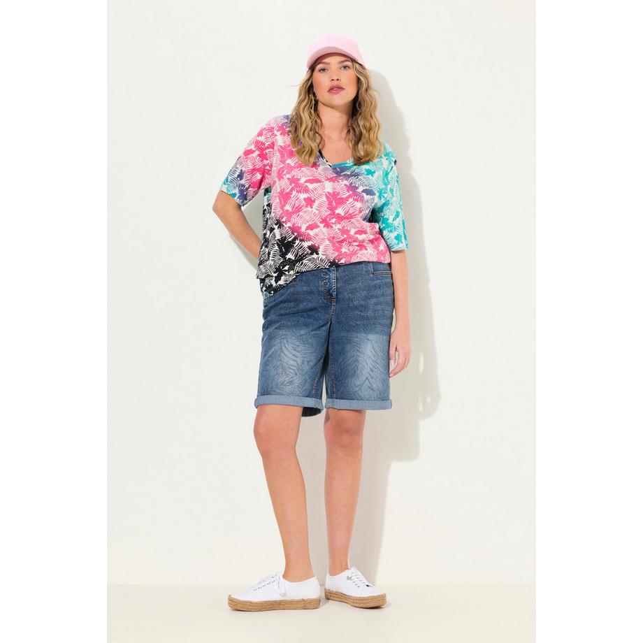 Ulla Popken Mandy Motif Palmiers Jambe Large Capri  