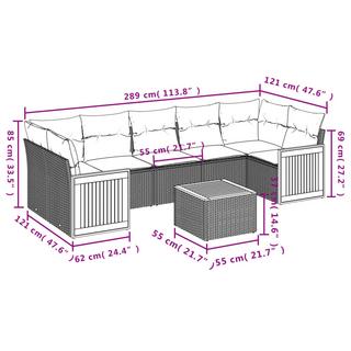 VidaXL set divano da giardino Polirattan  