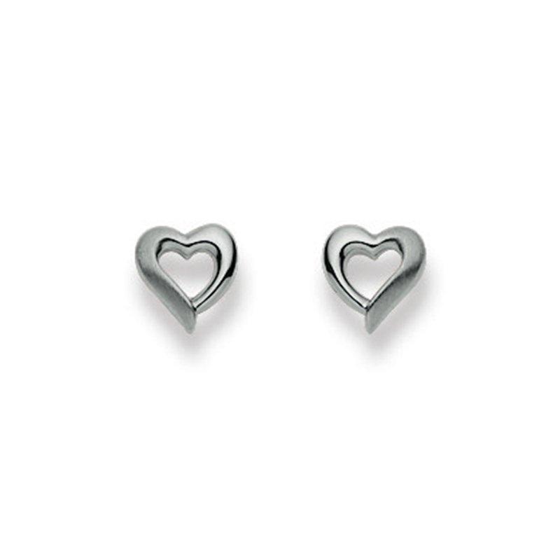 MUAU Schmuck  Clous d'oreilles coeur or blanc 750, 7mm 