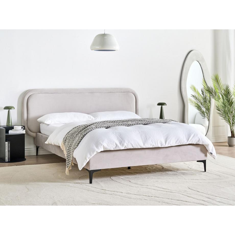 Beliani Lit avec sommier en Velours  SUZETTE  