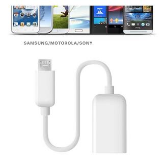 eStore  USB-zu-Micro-USB-Kabel – Integrierter OTG-Adapter – Weiß 