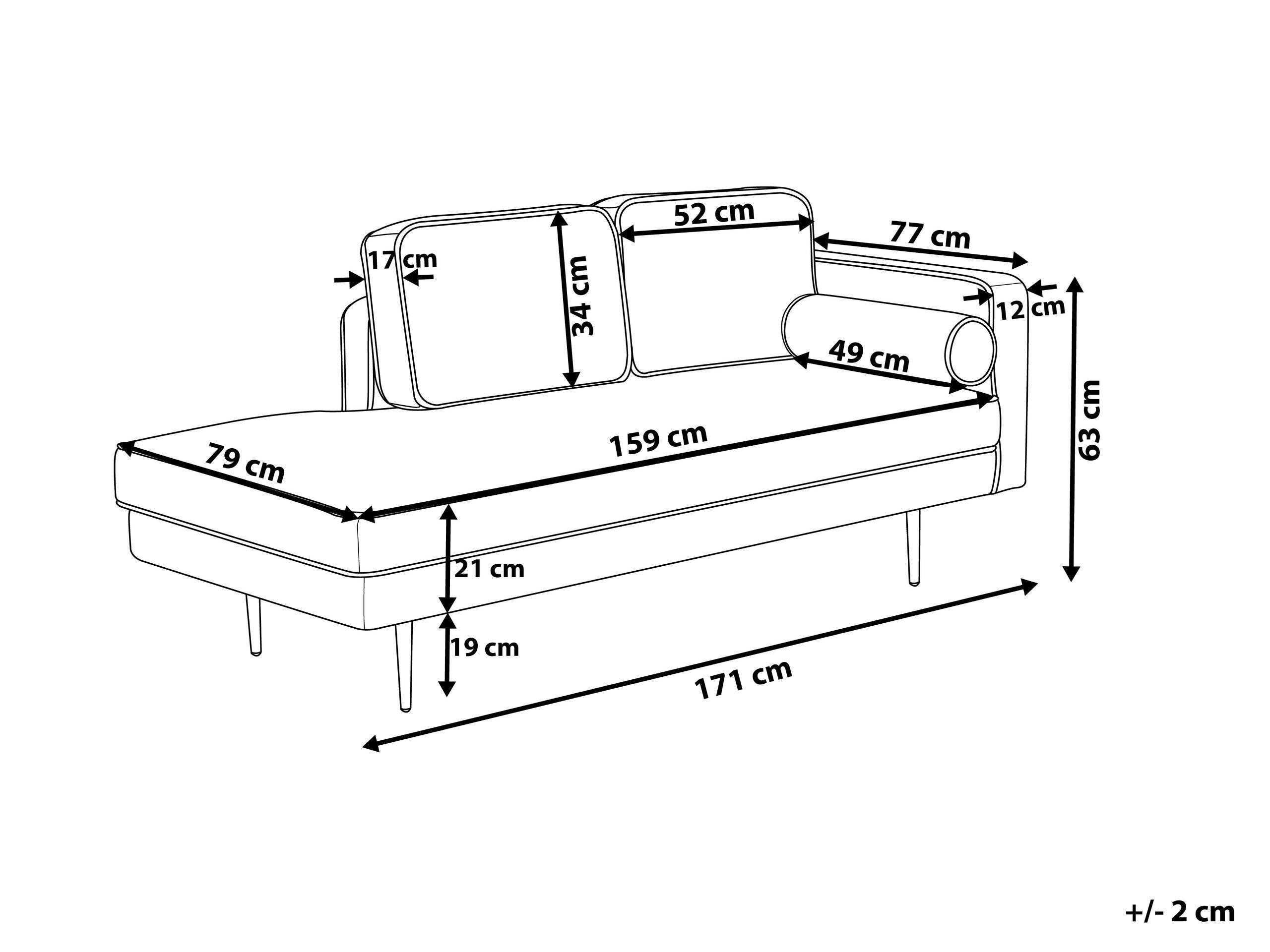 Beliani Chaise longue côté droit en Velours Moderne MIRAMAS  