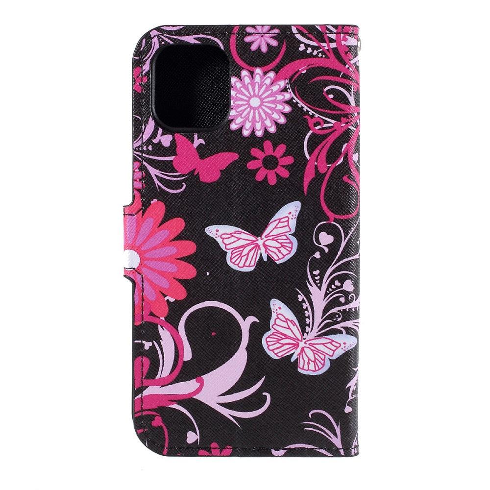 Cover-Discount  iPhone 11 Pro - Leder Hülle Kartenfach Schmtterlinge Schwarz 