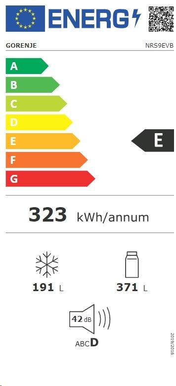 Gorenje NRS9EVB - NoFrost Plus Side-by-Side Kühl-Gefrierkombination, E  