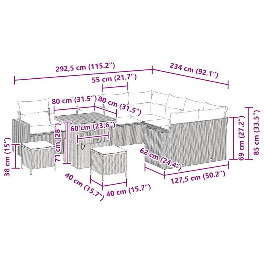 VidaXL Garten-sofa poly-rattan  