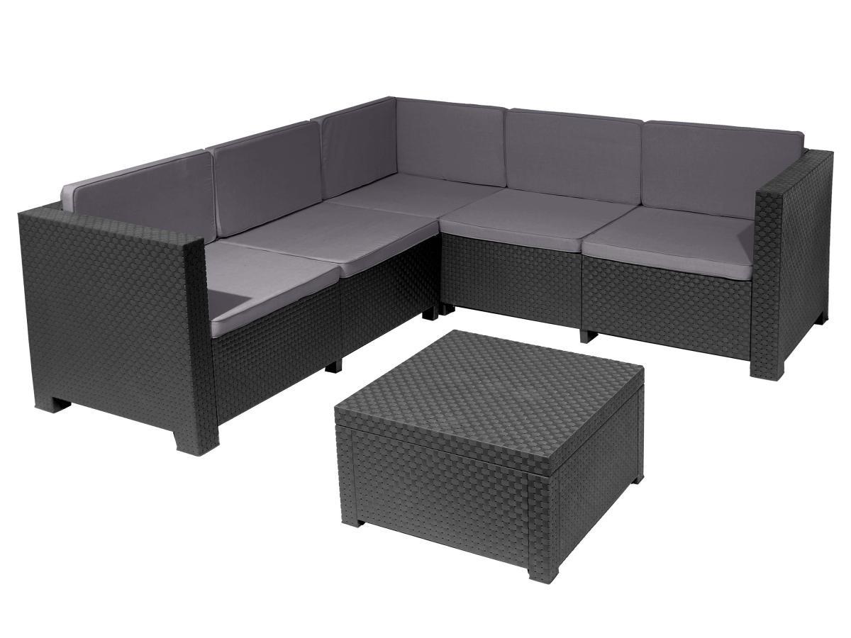 Image of Garten-Sitzgruppe - Polyrattan - Ecksofa 5-Sitzer & Couchtisch - Anthrazit - MIRANGA von MYLIA Garten-Sitzgruppe - Polyrattan - Ecksofa 5-Sitzer & Couchtisch - Anthrazit - MIRANGA von MYLIA