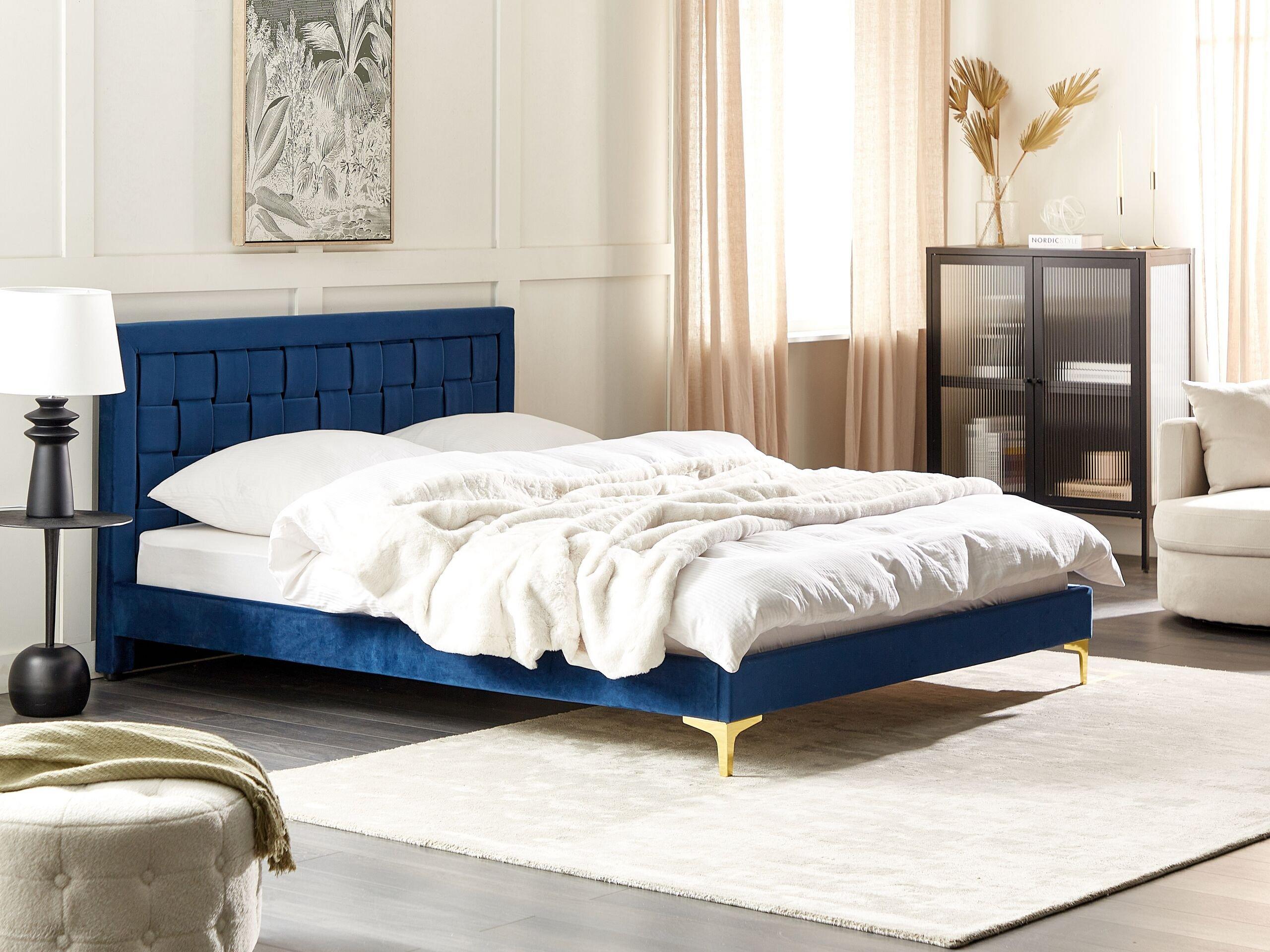 Beliani Bett mit Lattenrost aus Samtstoff Modern LIMOUX  