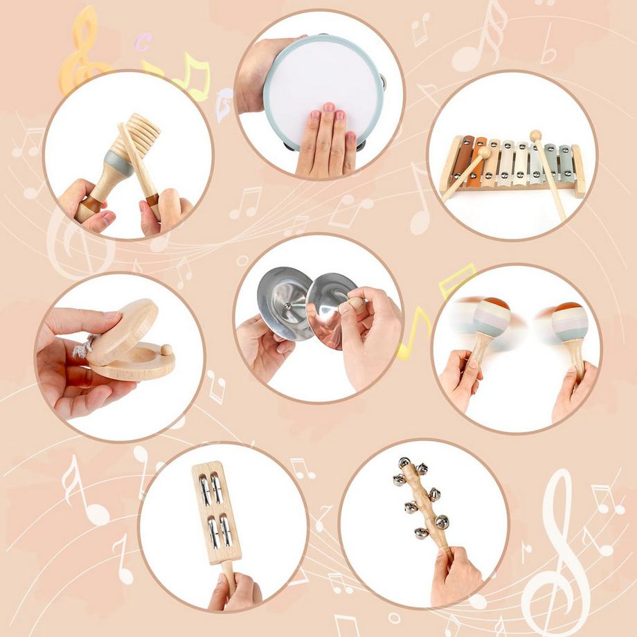 Activity-board  Instruments de musique pour enfants en bas âge, instruments de musique en bois aux couleurs neutres pour les enfants en bas âge 