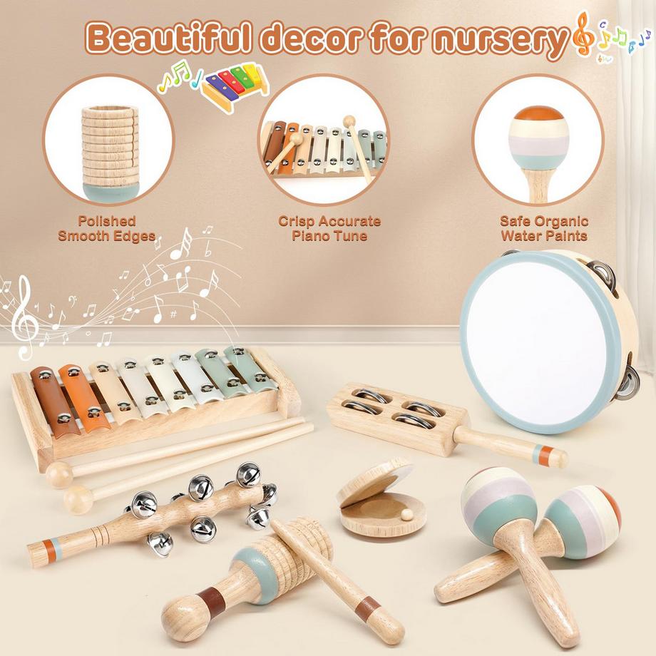 Activity-board  Instruments de musique pour enfants en bas âge, instruments de musique en bois aux couleurs neutres pour les enfants en bas âge 