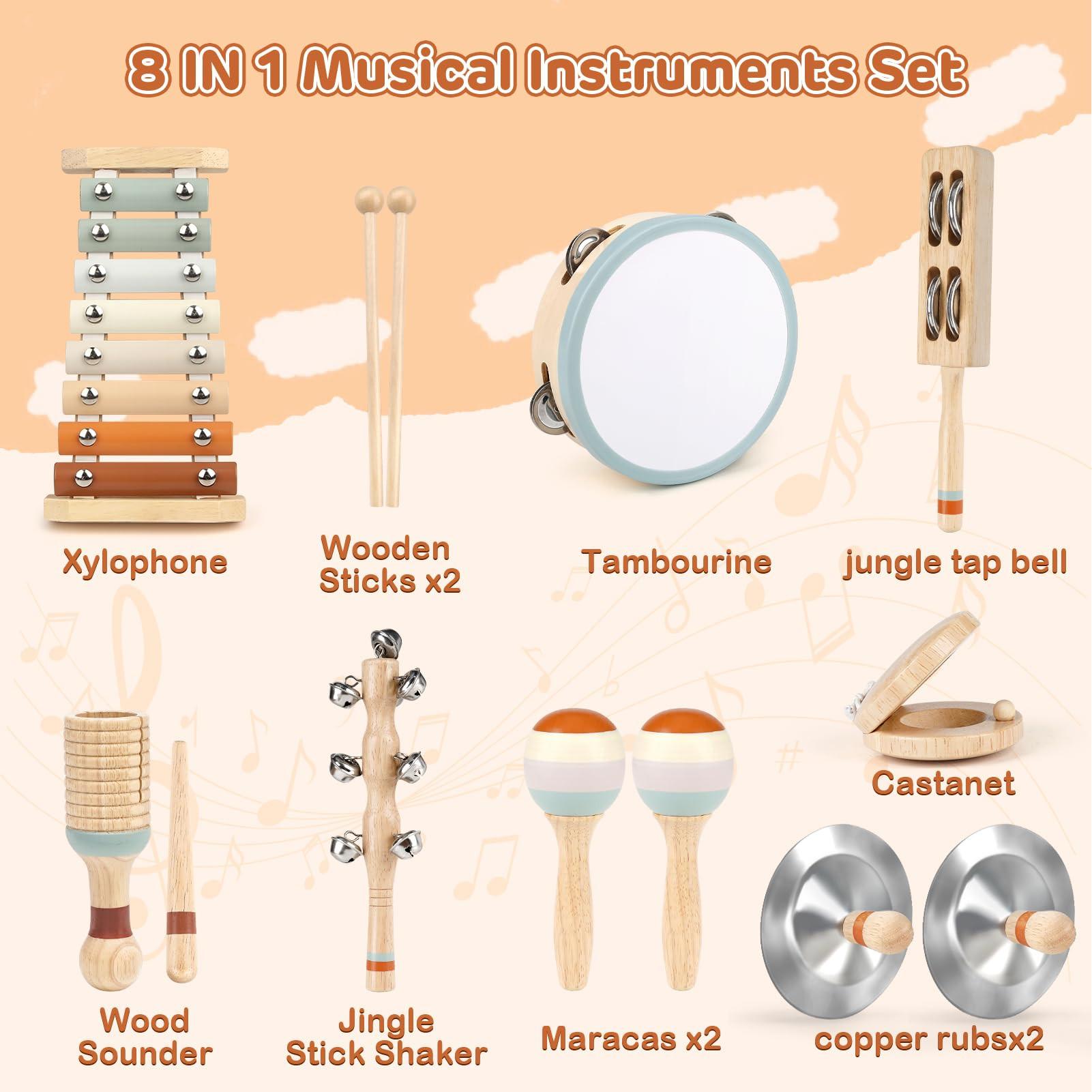 Activity-board  Instruments de musique pour enfants en bas âge, instruments de musique en bois aux couleurs neutres pour les enfants en bas âge 