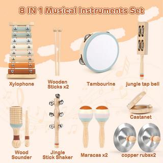 Activity-board  Instruments de musique pour enfants en bas âge, instruments de musique en bois aux couleurs neutres pour les enfants en bas âge 