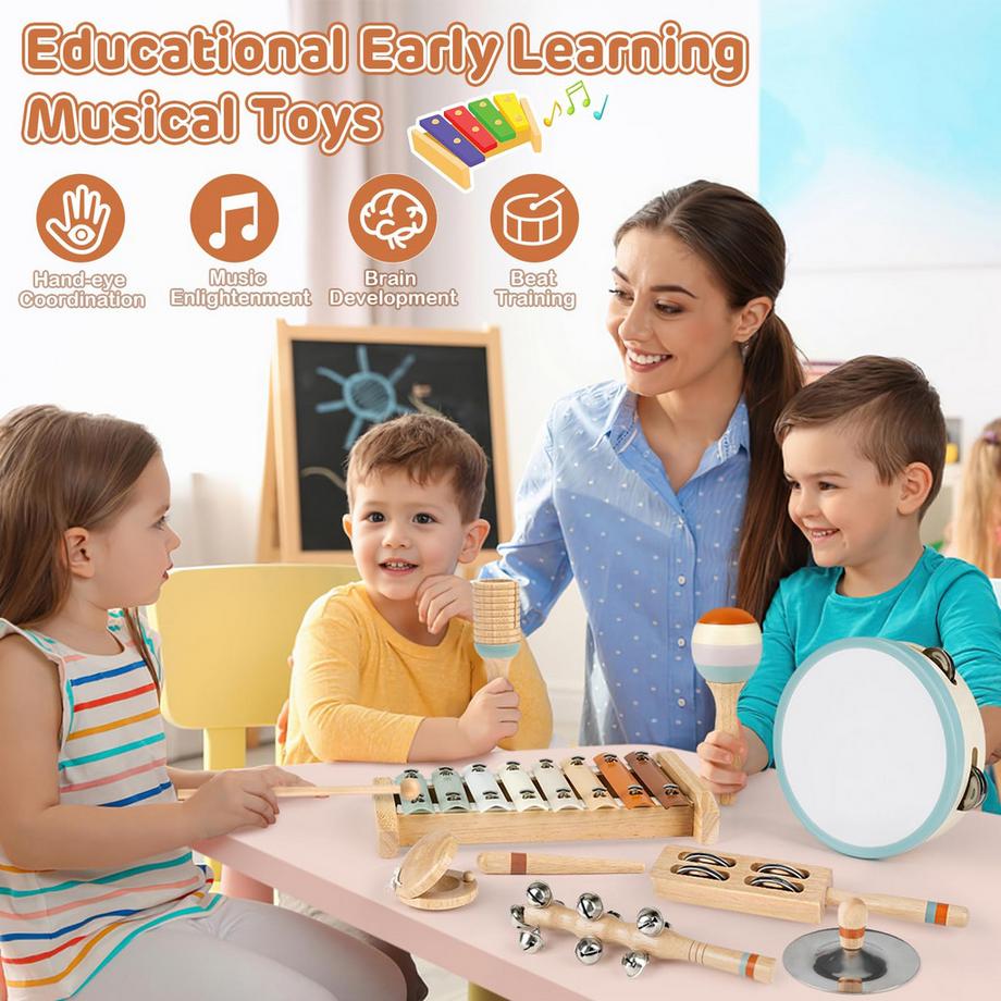 Activity-board  Instruments de musique pour enfants en bas âge, instruments de musique en bois aux couleurs neutres pour les enfants en bas âge 